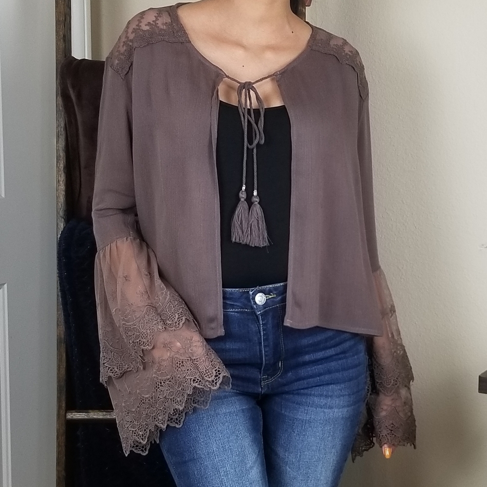 Tuscany Lace Tie Top Brown